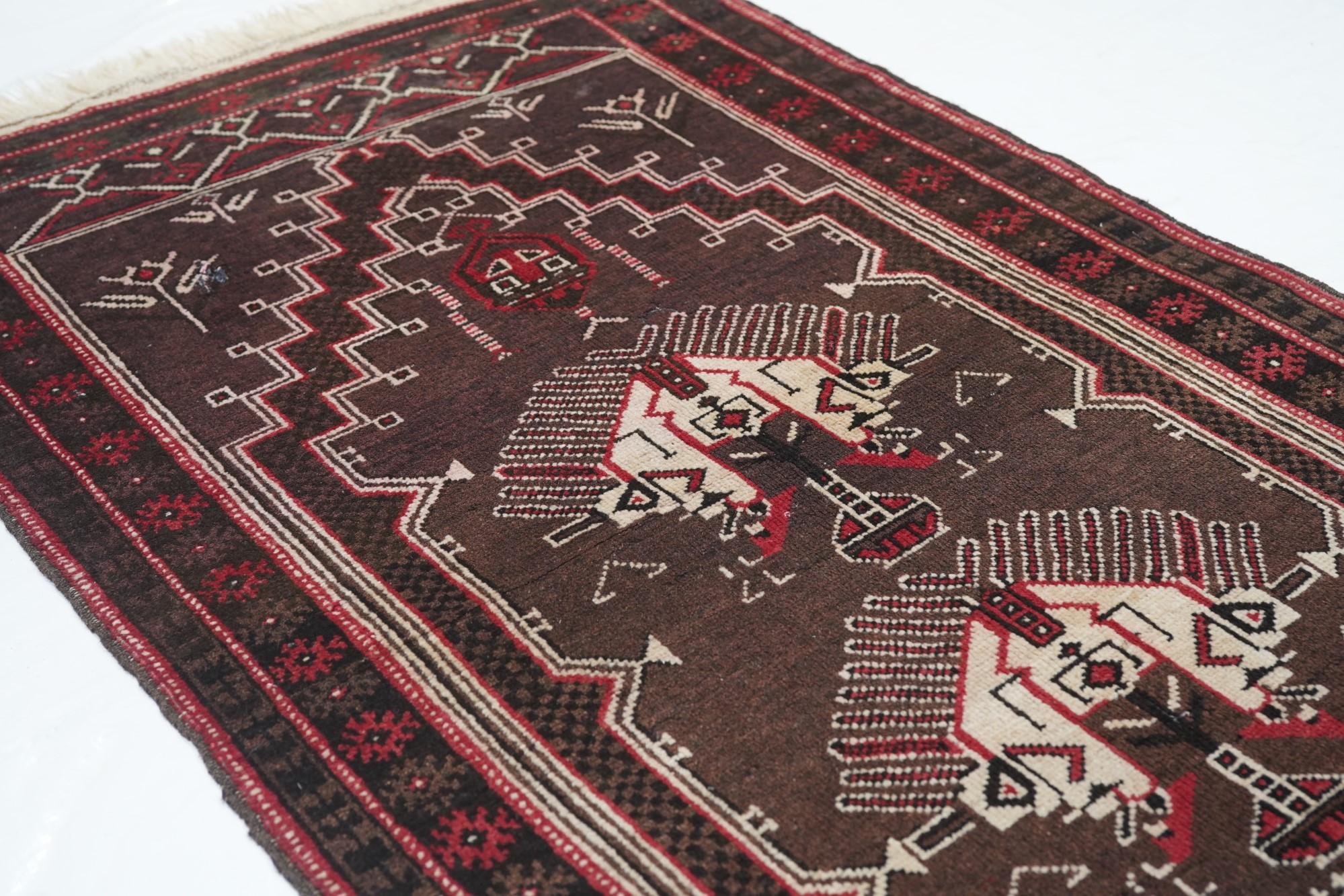 Semi antiker afghanischer Stammeskunst-Teppich 2''9'''' x 5''0'''' im Angebot 1