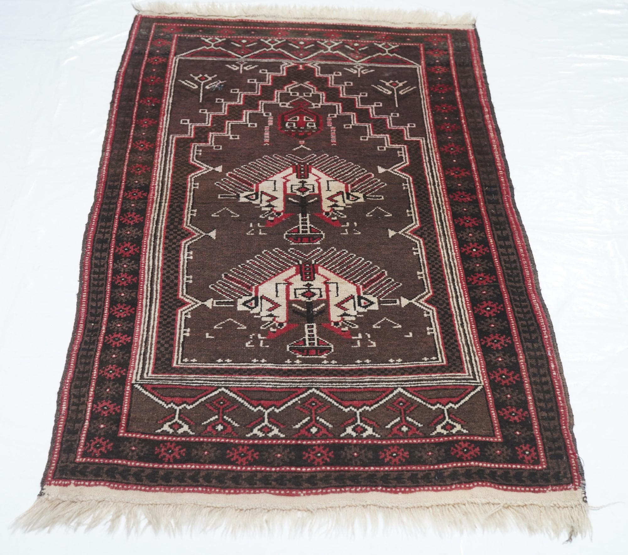 Semi Antique Tribal Afghan Rug 2'9'' x 5'0'' For Sale 2