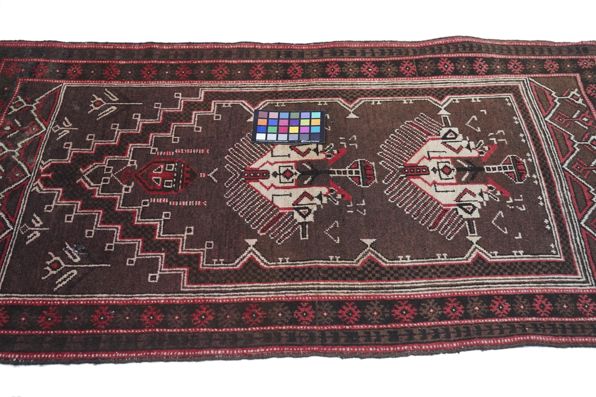 Semi antiker afghanischer Stammeskunst-Teppich 2''9'''' x 5''0'''' im Angebot 3