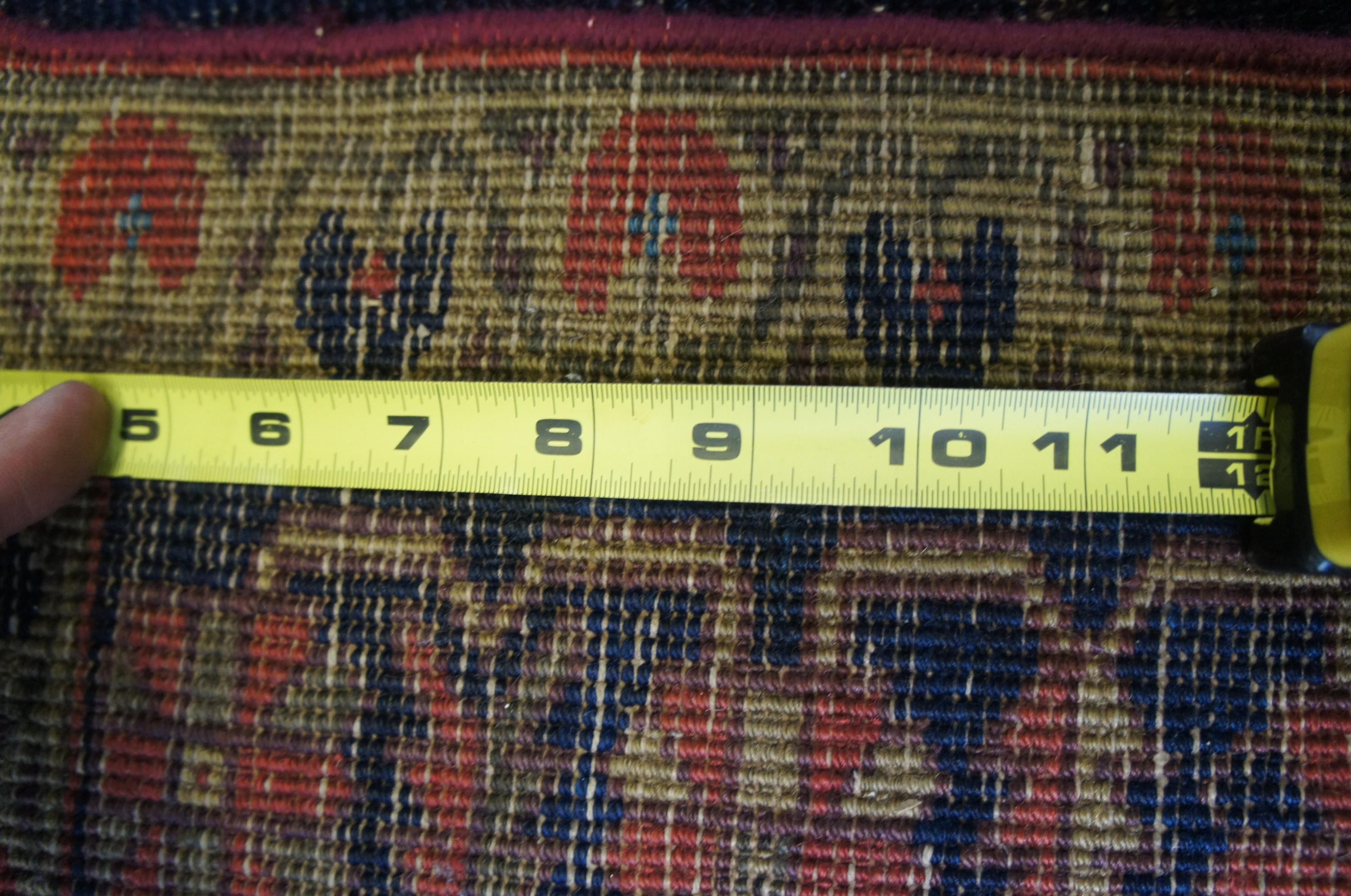 Tapis Kilim turc semi-ancien géométrique en laine nouée à la main rouge bleu 5 x 6' en vente 7