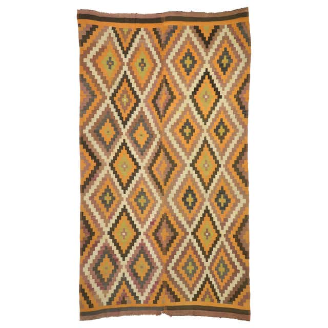 Vintage Dhurrie Rug with Bohemian Southwestern Desert Style For Sale at ...