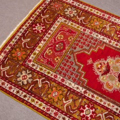 Semi Antique Turkish Kirshehir Rug red and green Anatolian Vintage Carpet