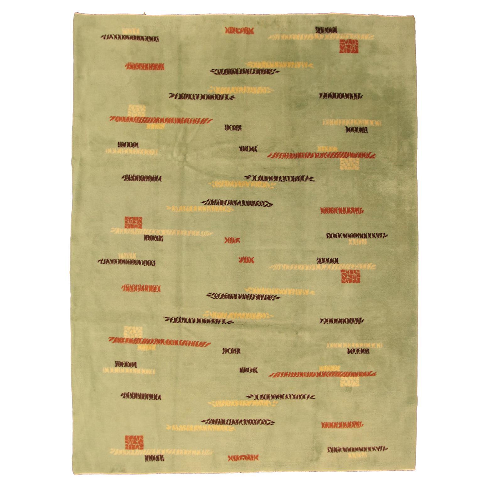 Tapis Art Déco Turc abstrait, design abstrait, 1950-1970