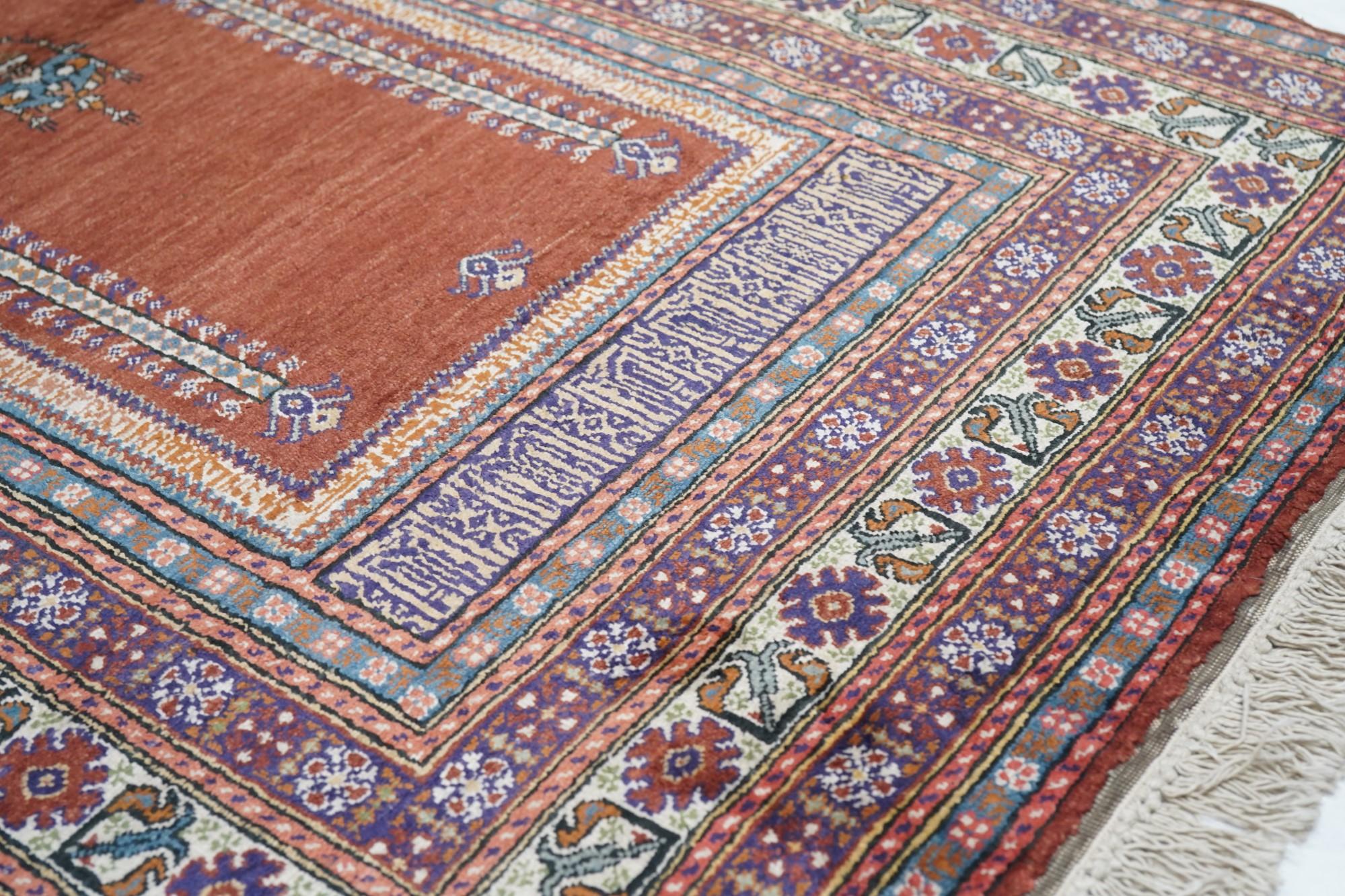 Soie Tapis turc vintage 3'10'' x 5'9'' en vente