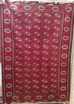 Semi Antique Turkomen or Turkmenistan Yamout Bohkara, Wool, Rich Red