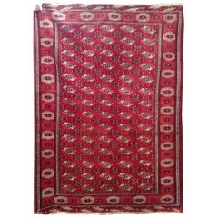 Semi Vintage Turkomen or Turkmenistan Yamout Bohkara, Wool, Rich Red