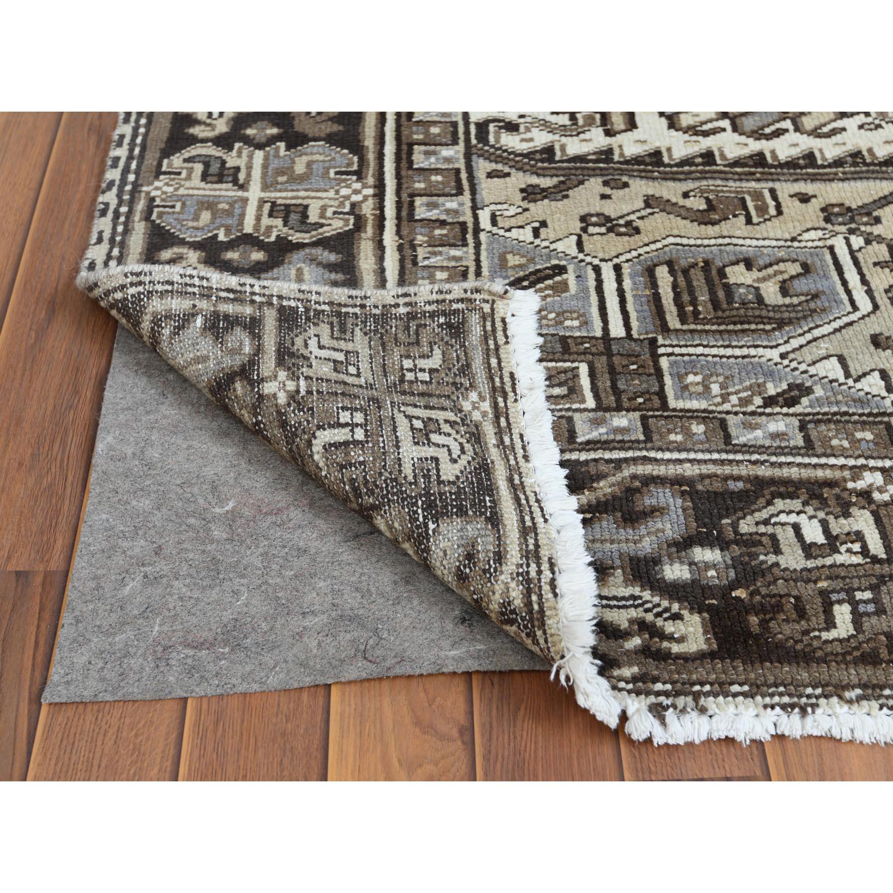 Semi Antique Washed Out Persian Heriz Pure Wool Handmade Rug In Good Condition In Carlstadt, NJ