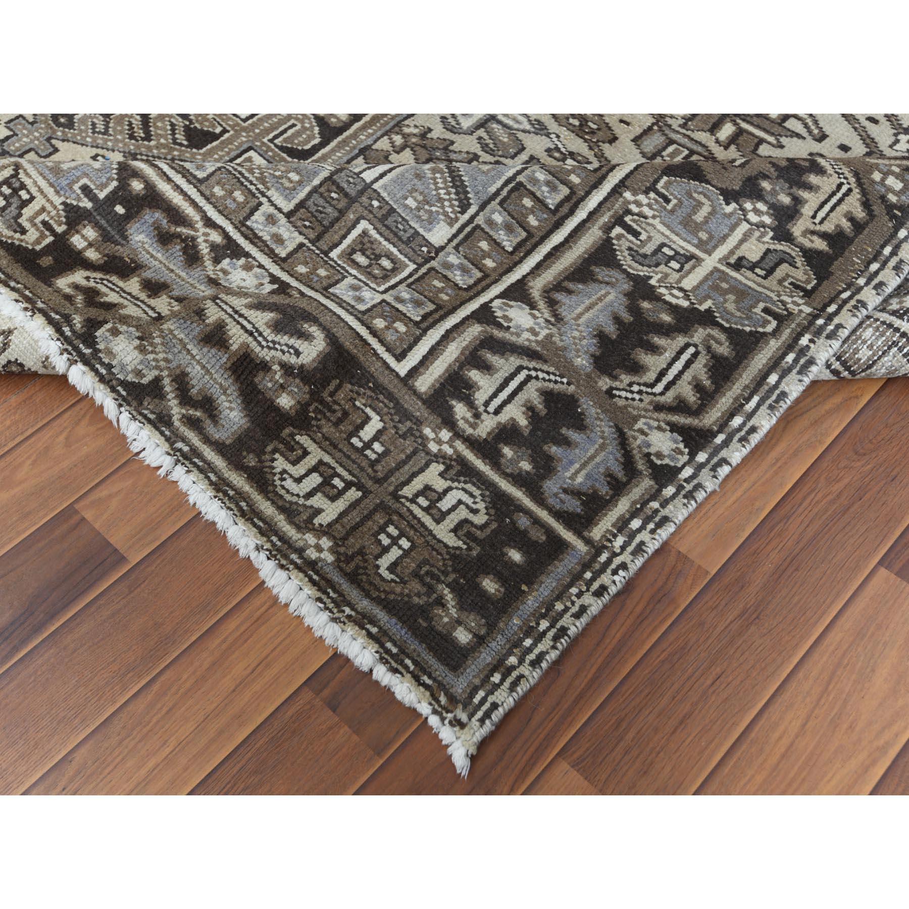 Semi Antique Washed Out Persian Heriz Pure Wool Handmade Rug 1