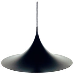 Vintage Semi Black Round Pendant Lamp by Cloud Bonderup & Torsten Thorup for Fog & Mørup