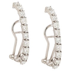 Boucles d'oreilles en or blanc 18 carats avec diamants en demi-cercle