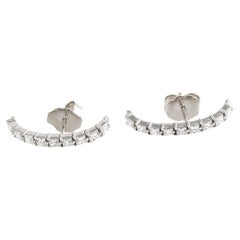 Semi Circle Diamond Stud Earrings Made In 18K White Gold