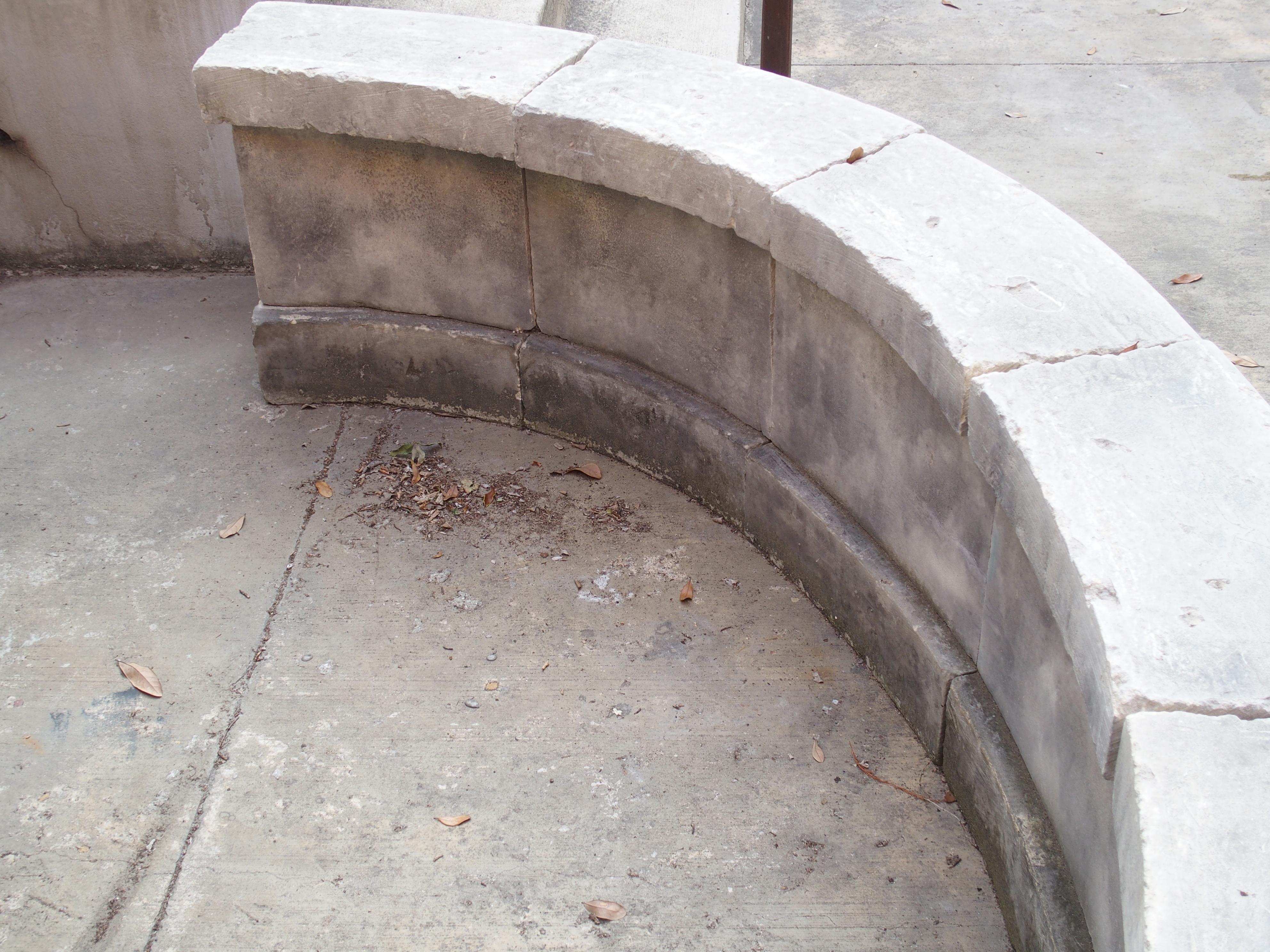 Contemporary Semi Circular Carved Limestone Fountain Basin Wall from Southern, Italy