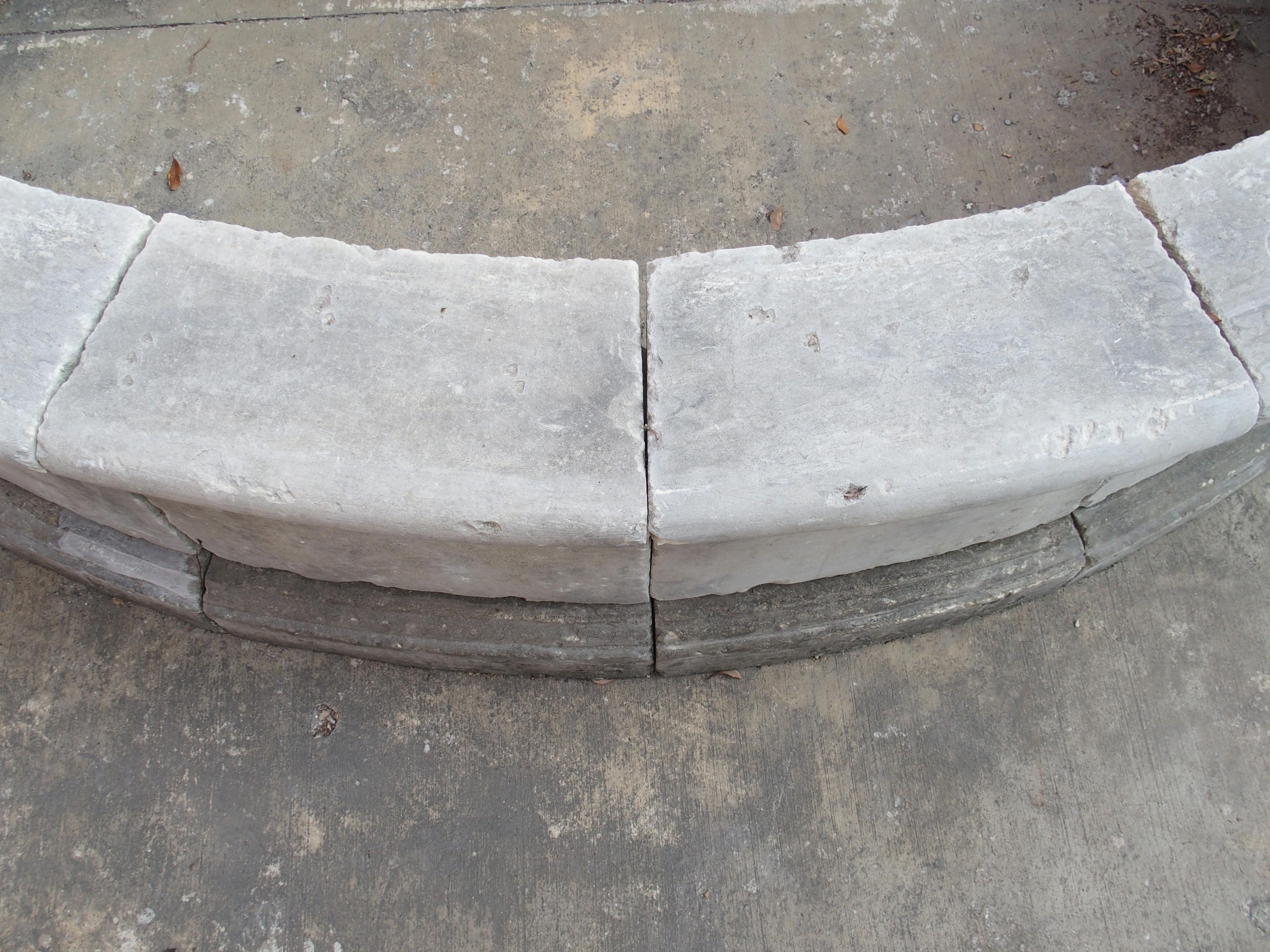 Semi Circular Carved Limestone Fountain Basin Wall from Southern, Italy 1