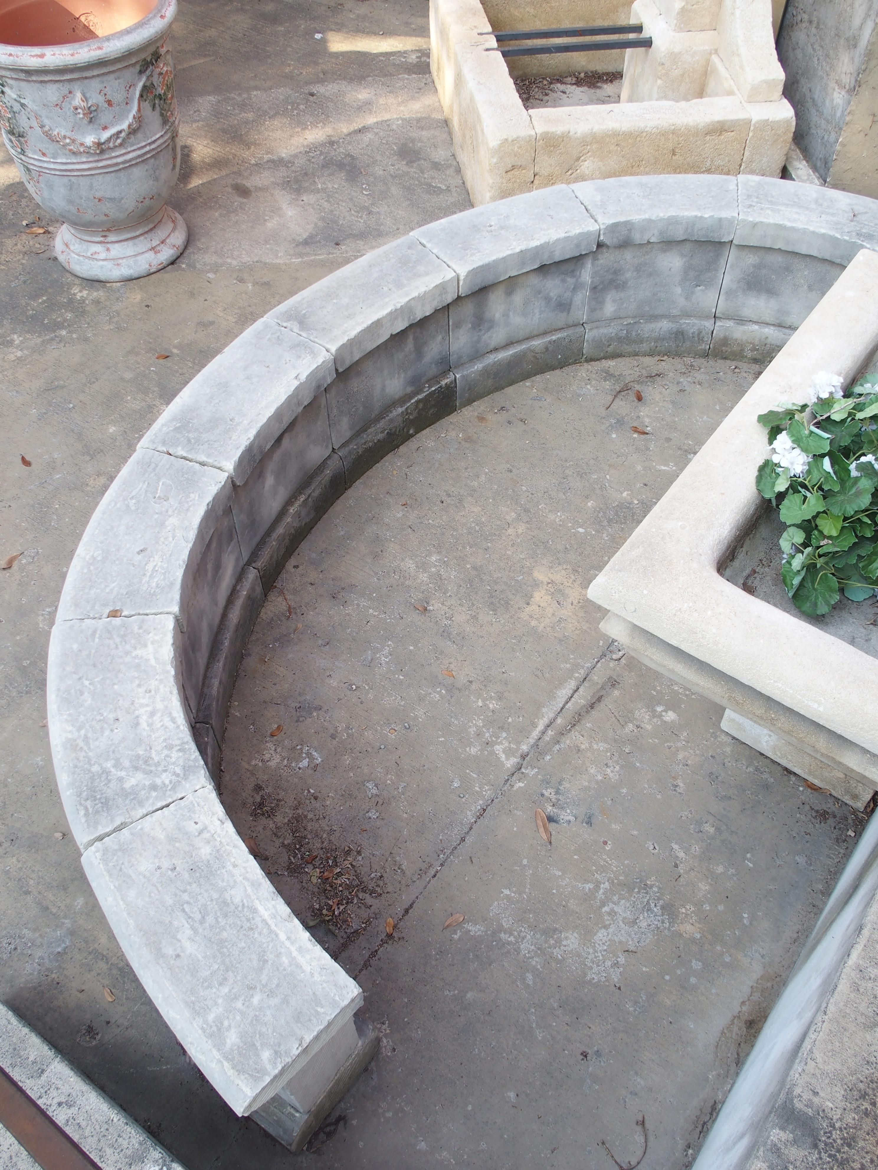 Semi Circular Carved Limestone Fountain Basin Wall from Southern, Italy 3