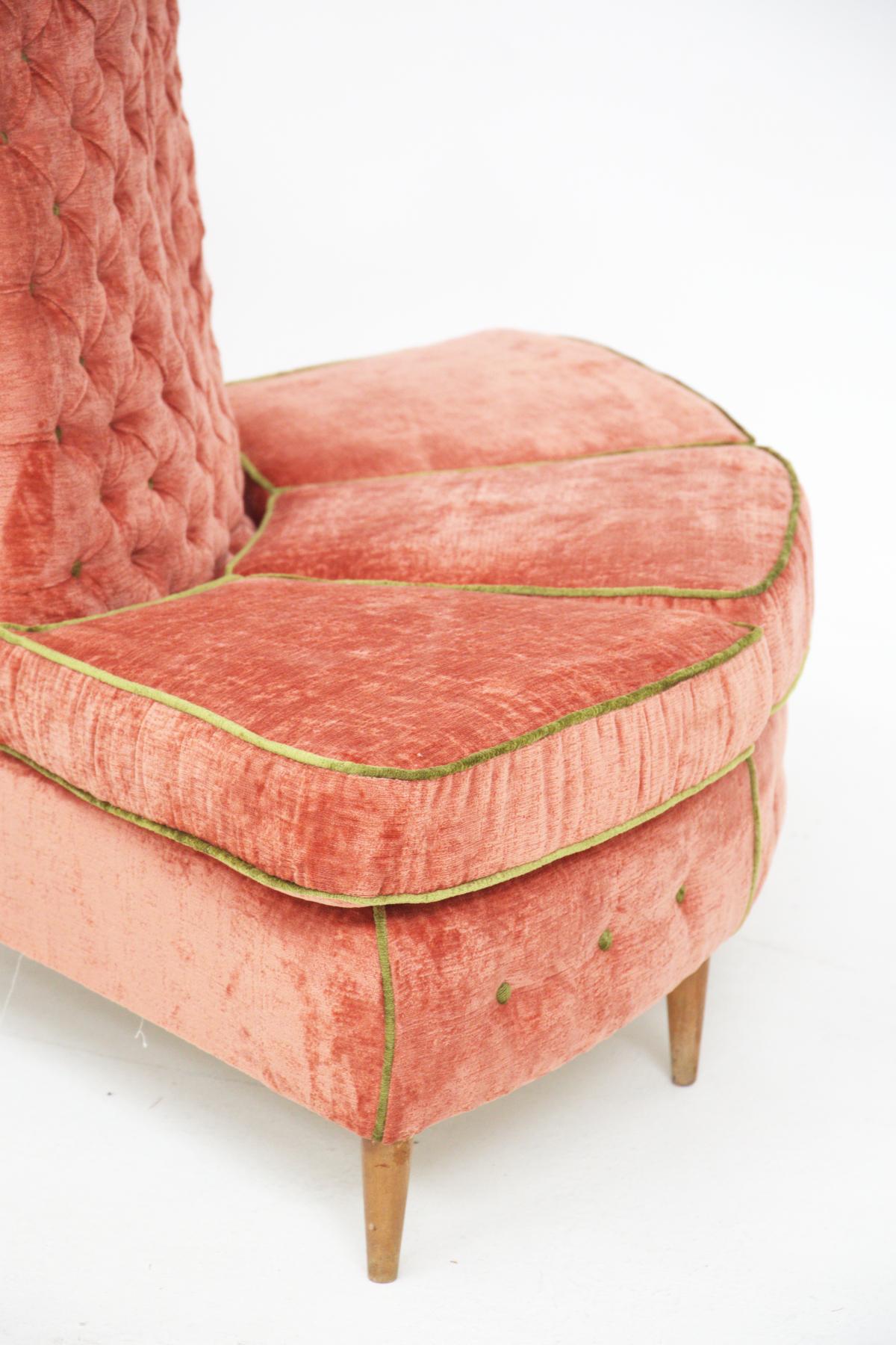 Semi Circular Corner Sofa in Pink and Green Velvet 4