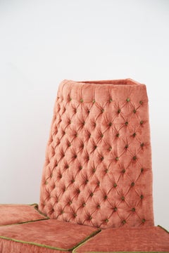 Semi Circular Corner Sofa in Pink and Green Velvet