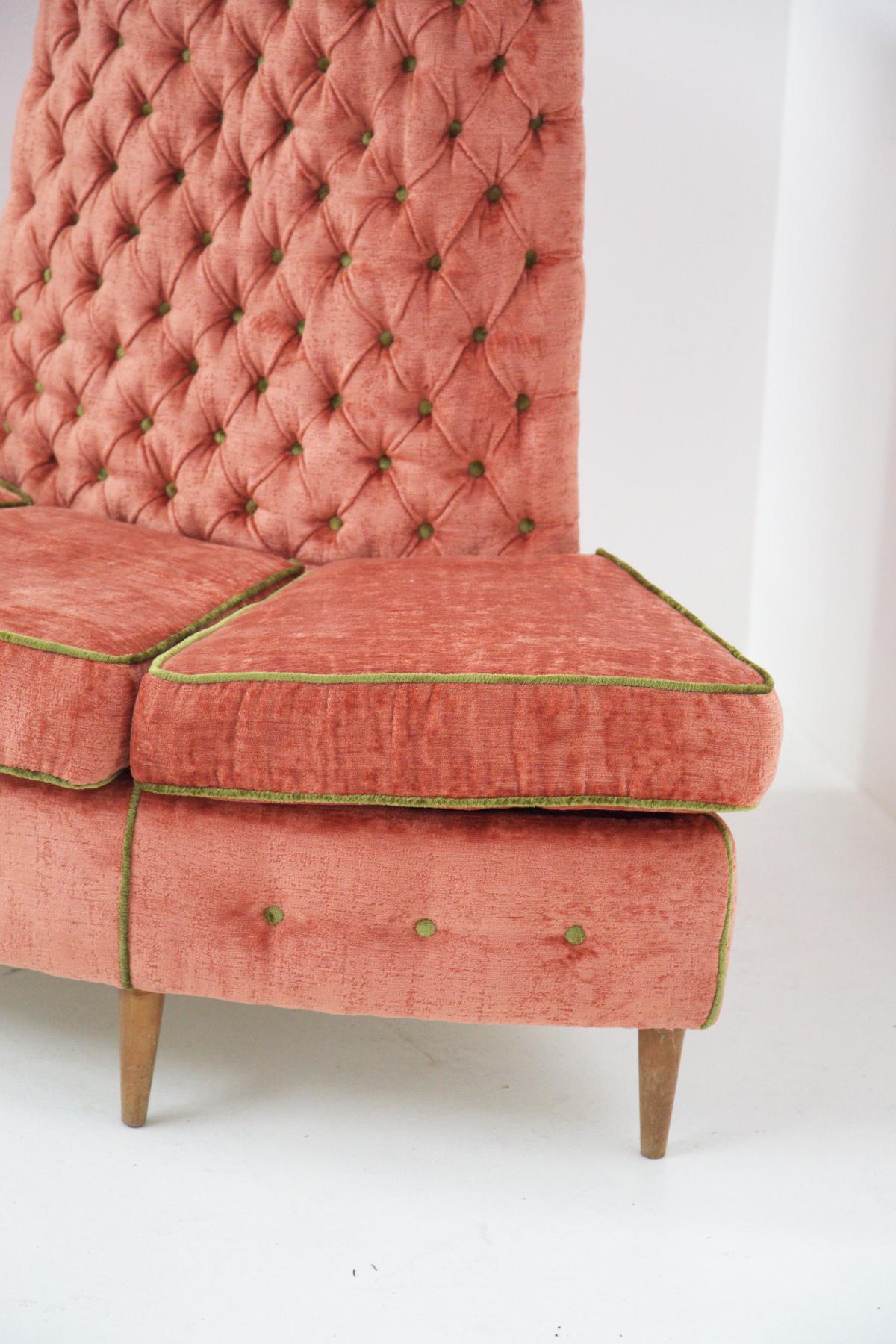 pink and green sofa