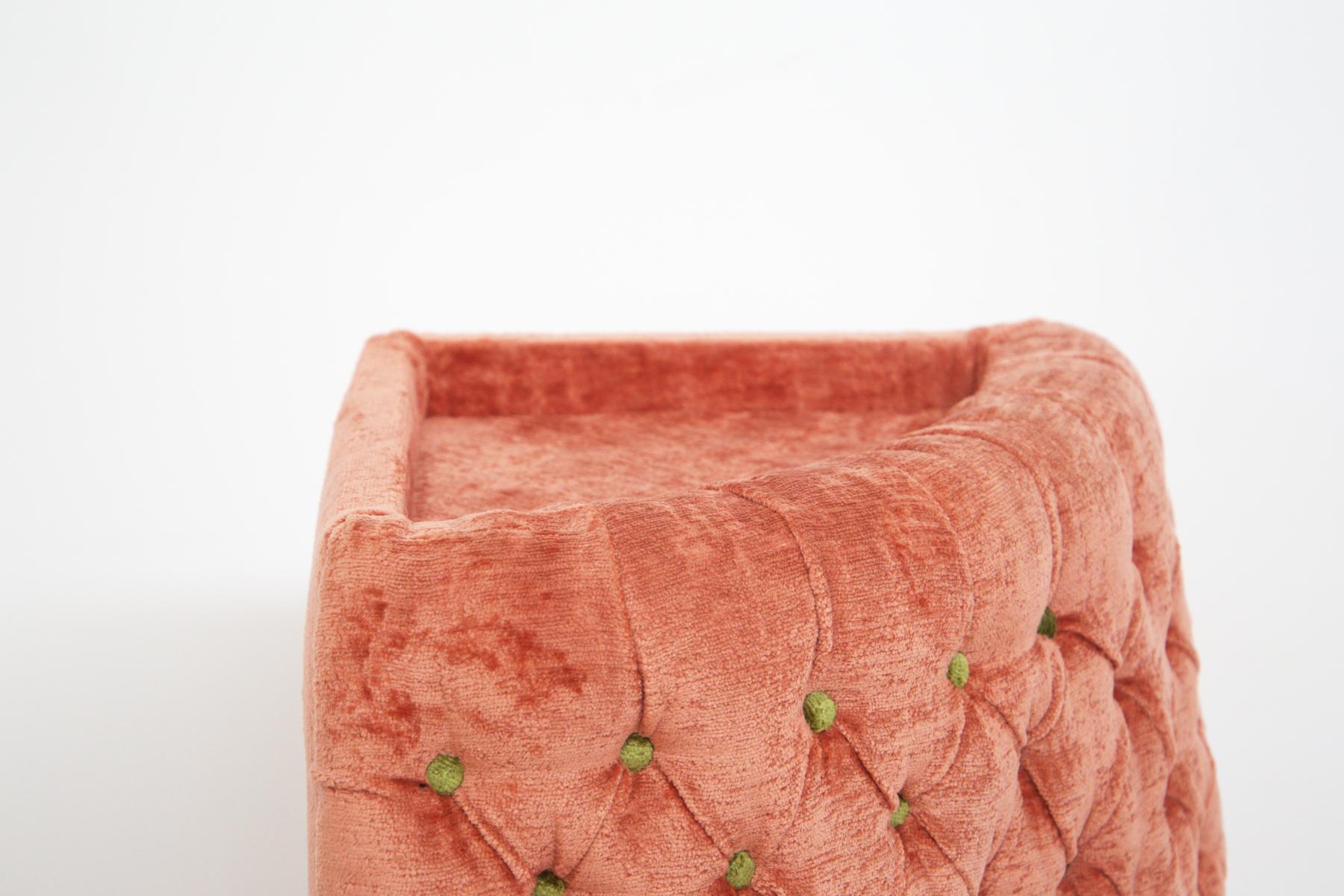 Semi Circular Corner Sofa in Pink and Green Velvet In Good Condition In Milano, IT