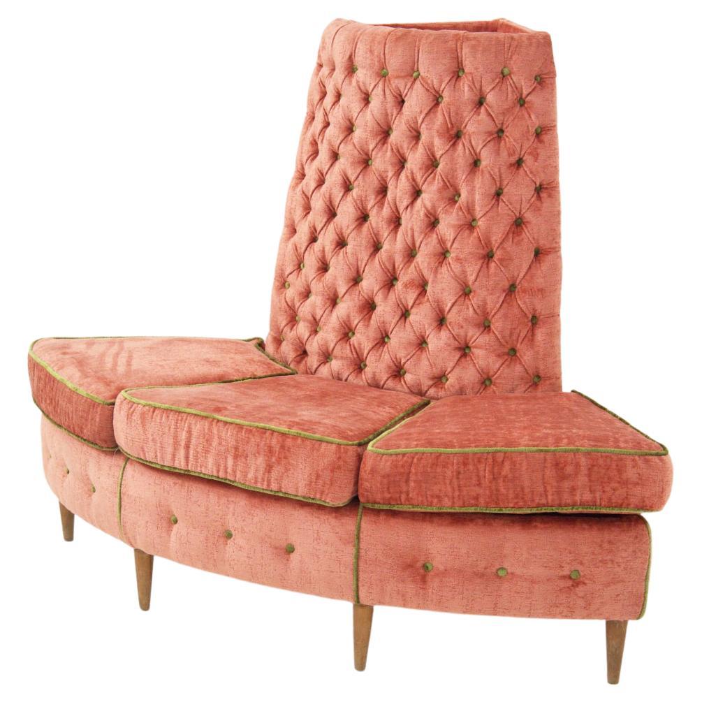 Semi Circular Corner Sofa in Pink and Green Velvet