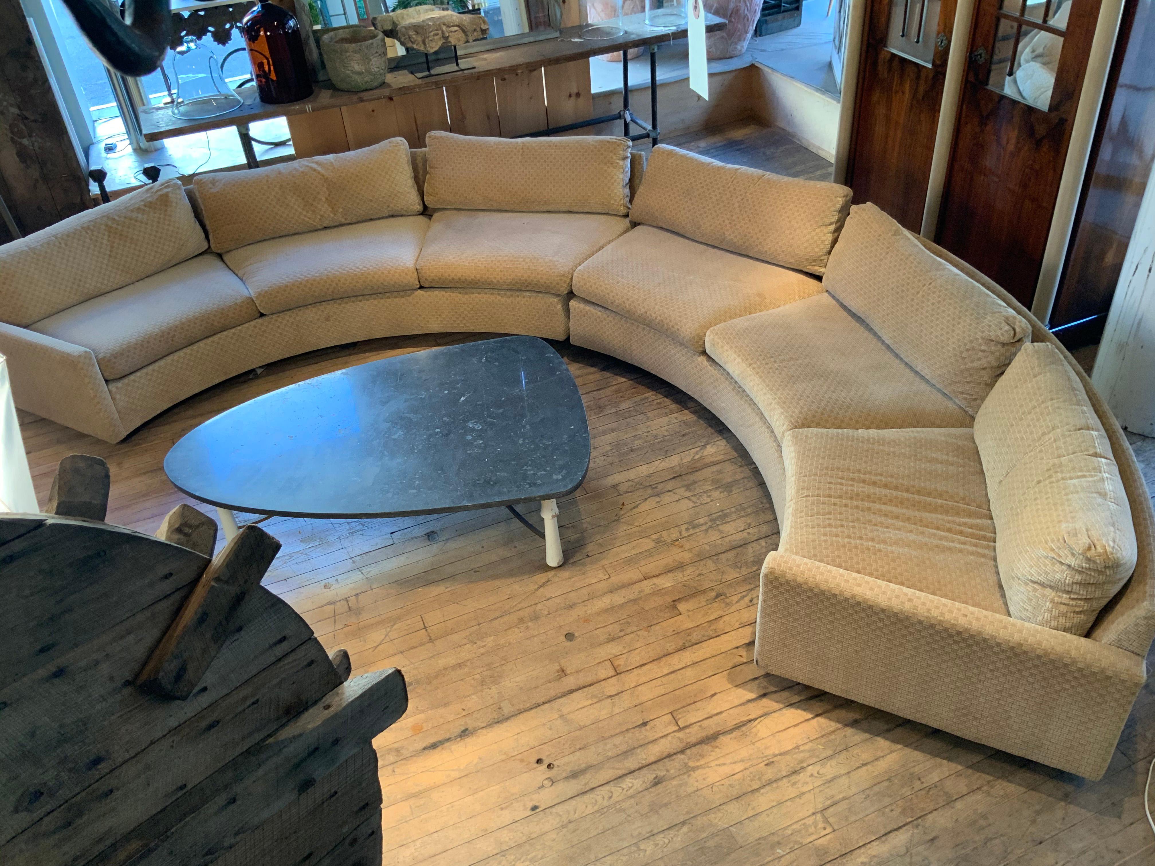 Mid-Century Modern Semi Circular Curved 1970s Sectional Sofa by Milo Baughman