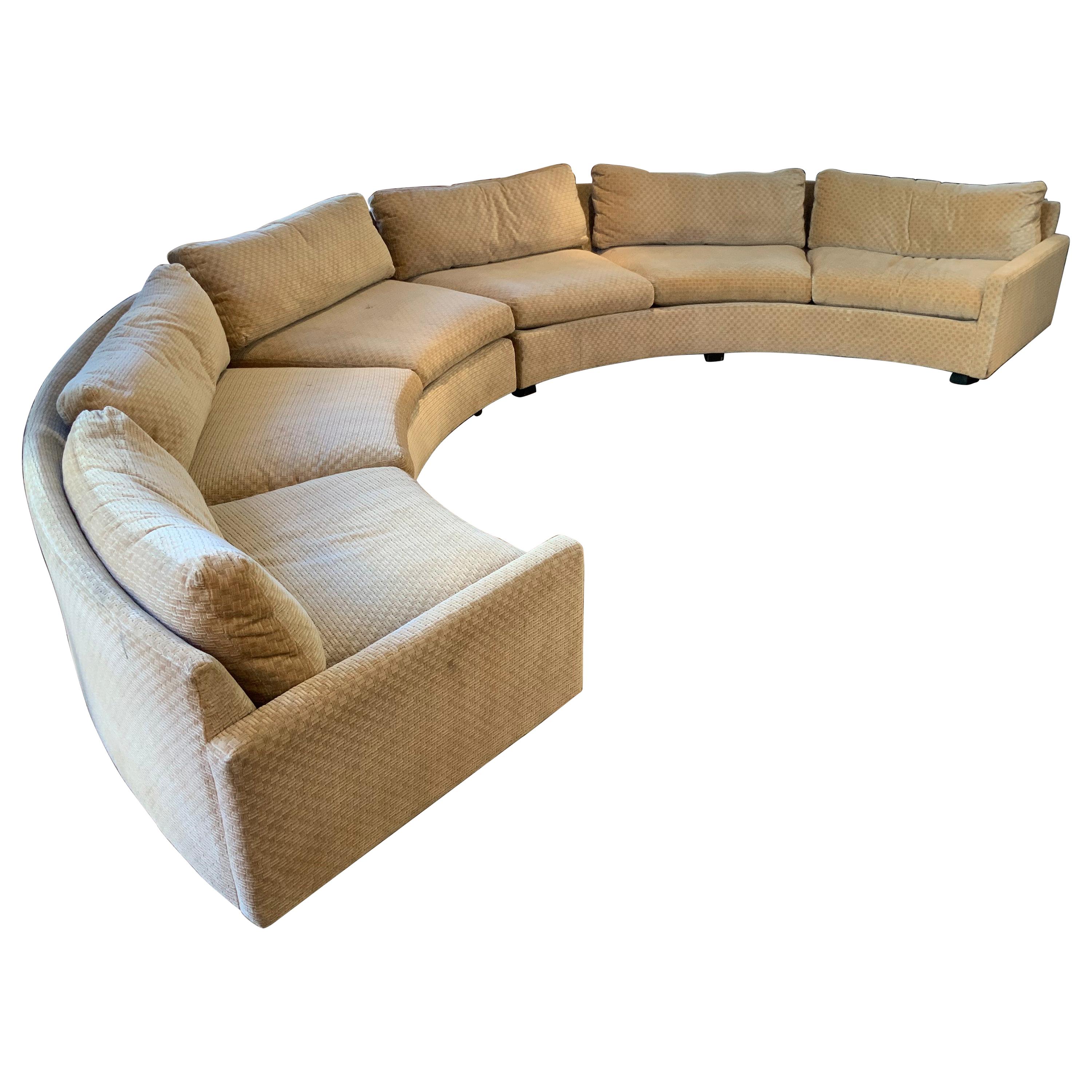 Semi Circular Curved 1970s Sectional Sofa by Milo Baughman