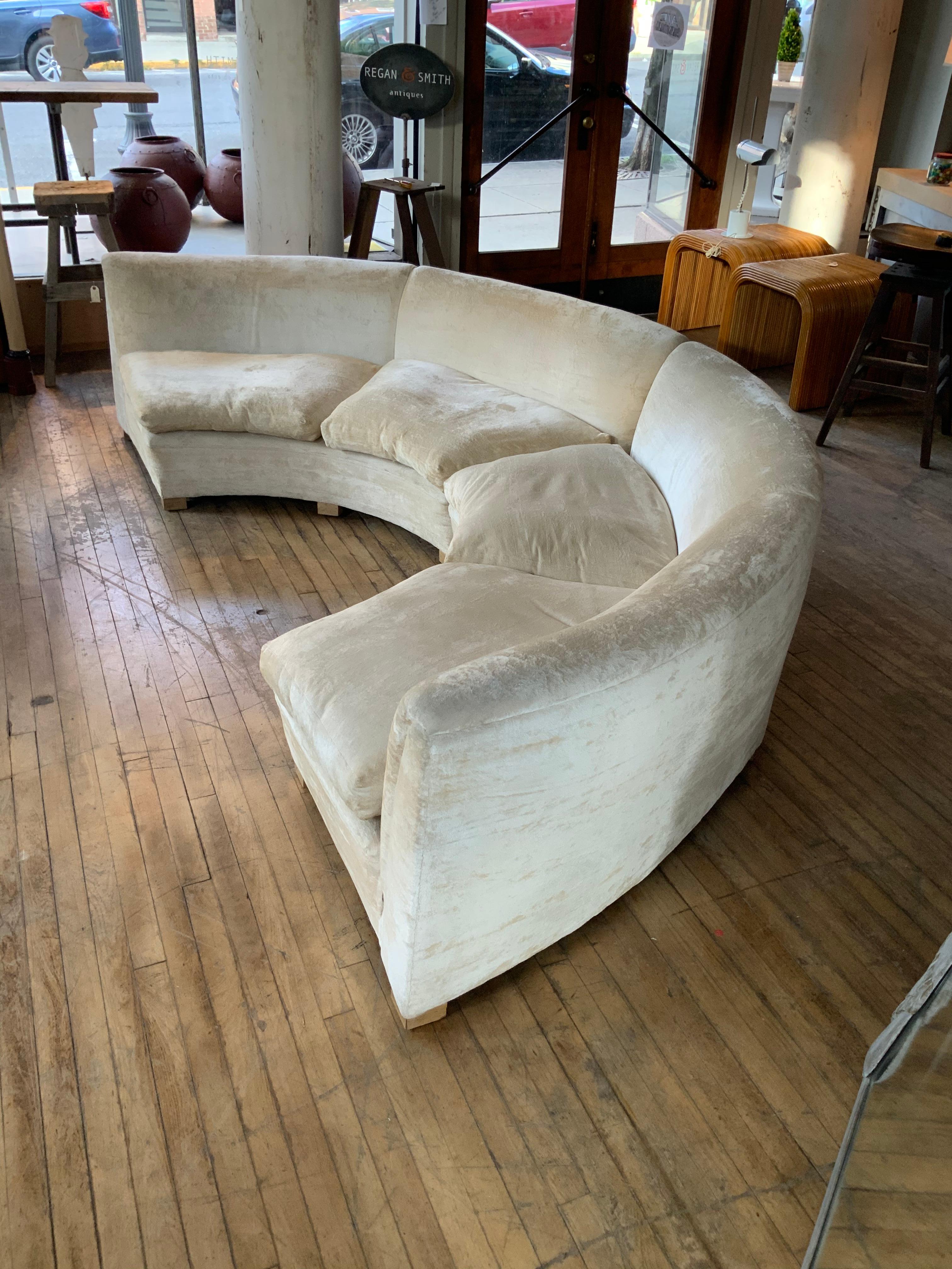 American Semi Circular Curved Sectional Sofa by Milo Baughman