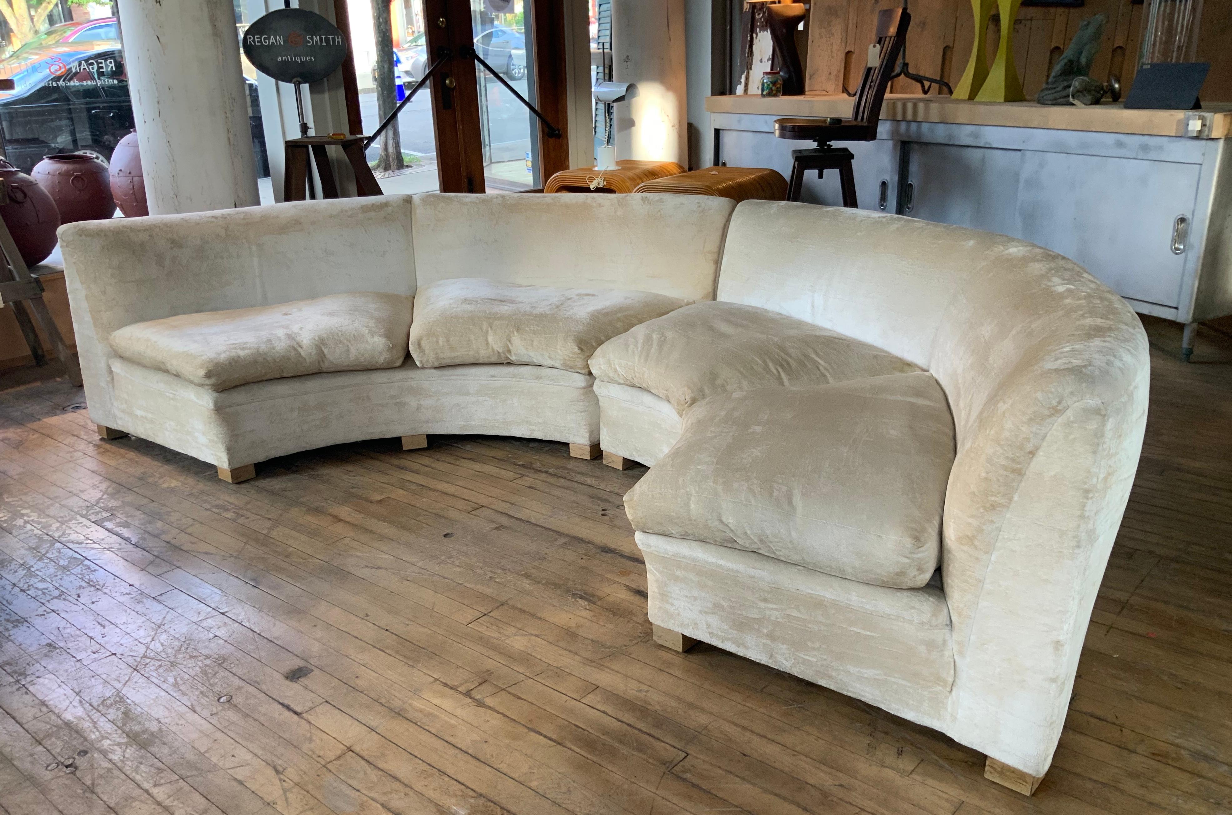 Semi Circular Curved Sectional Sofa by Milo Baughman In Good Condition In Hudson, NY