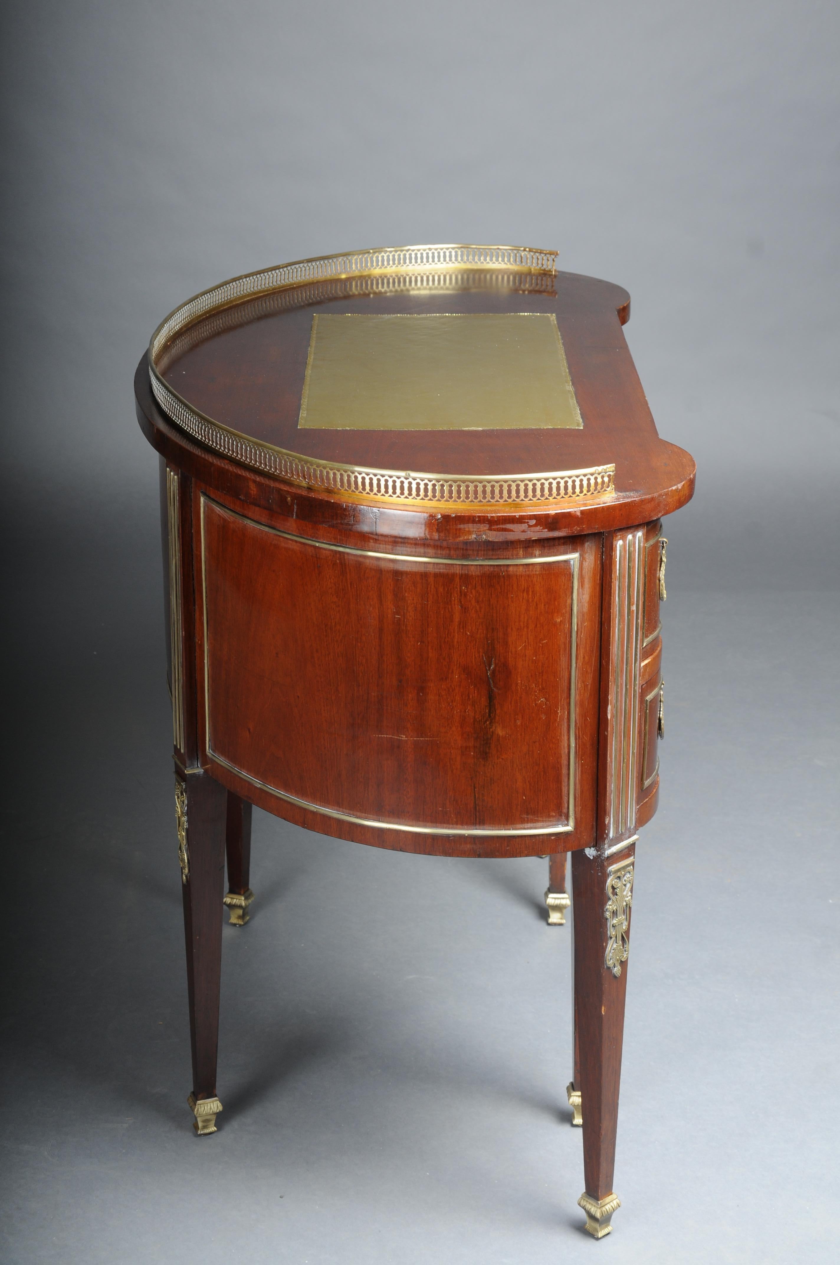 Semi-circular delicate antique mahogany ladies' desk Louis XVI, Paris 1880 For Sale 10