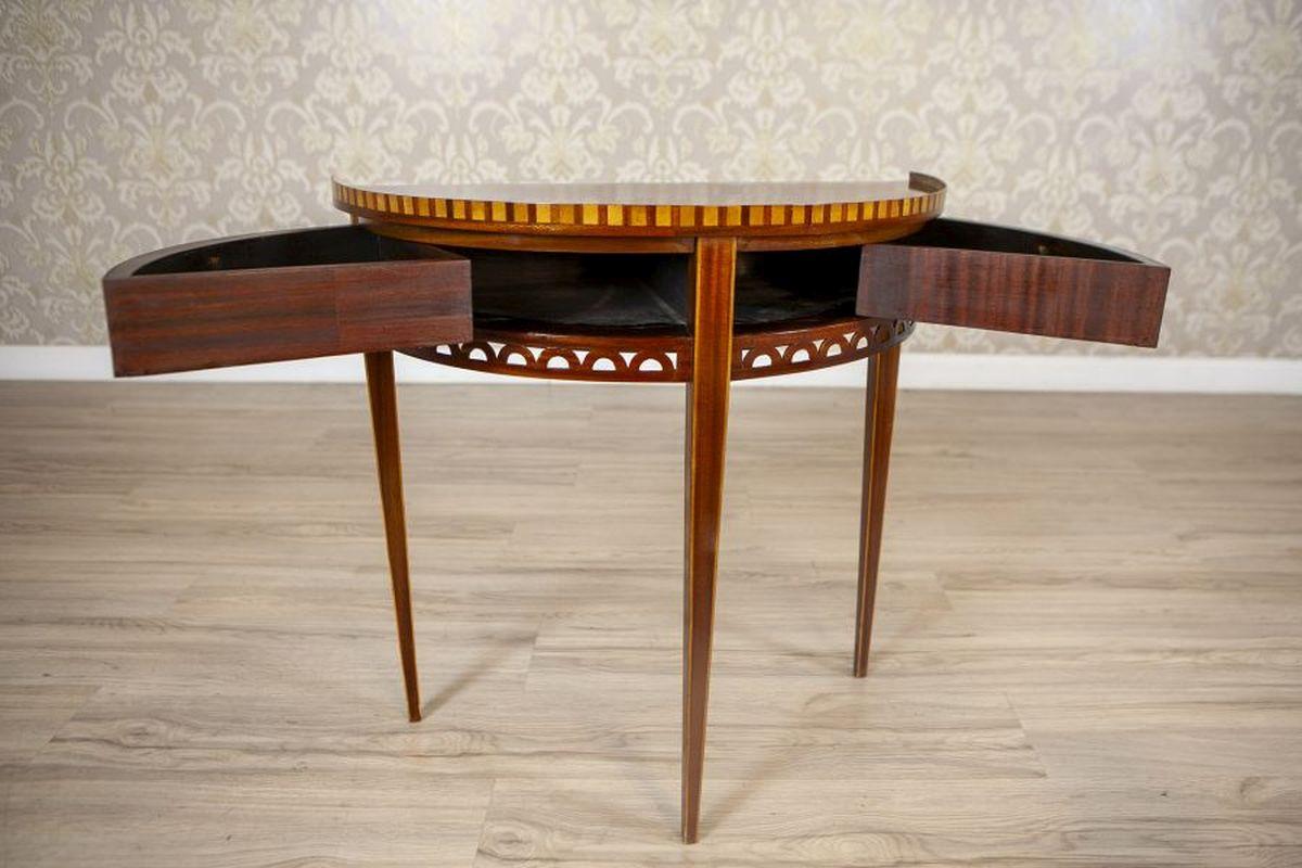 Semi-Circular Mahogany Wall Table From the Early 20th Century For Sale 2
