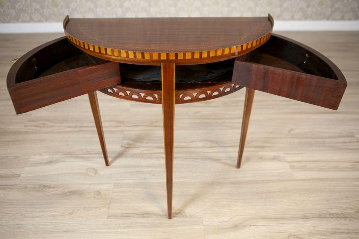 Semi-Circular Mahogany Wall Table From the Early 20th Century For Sale 3