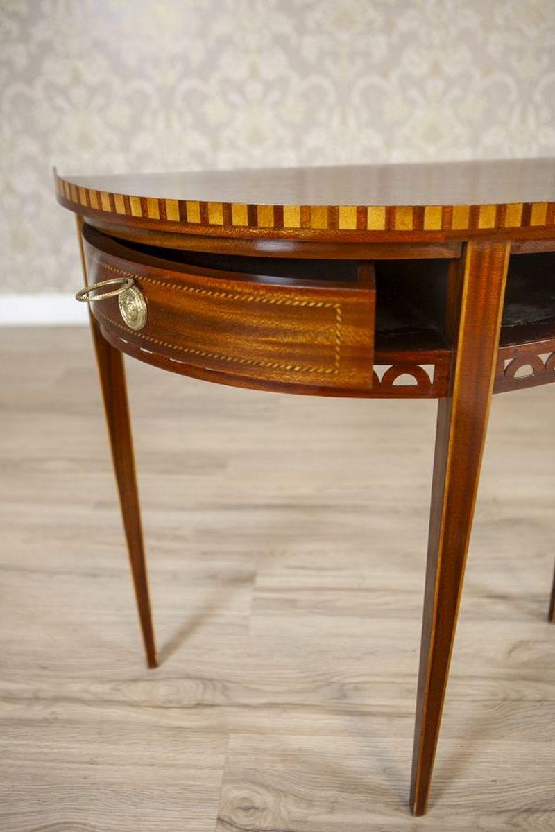 Semi-Circular Mahogany Wall Table From the Early 20th Century For Sale 4
