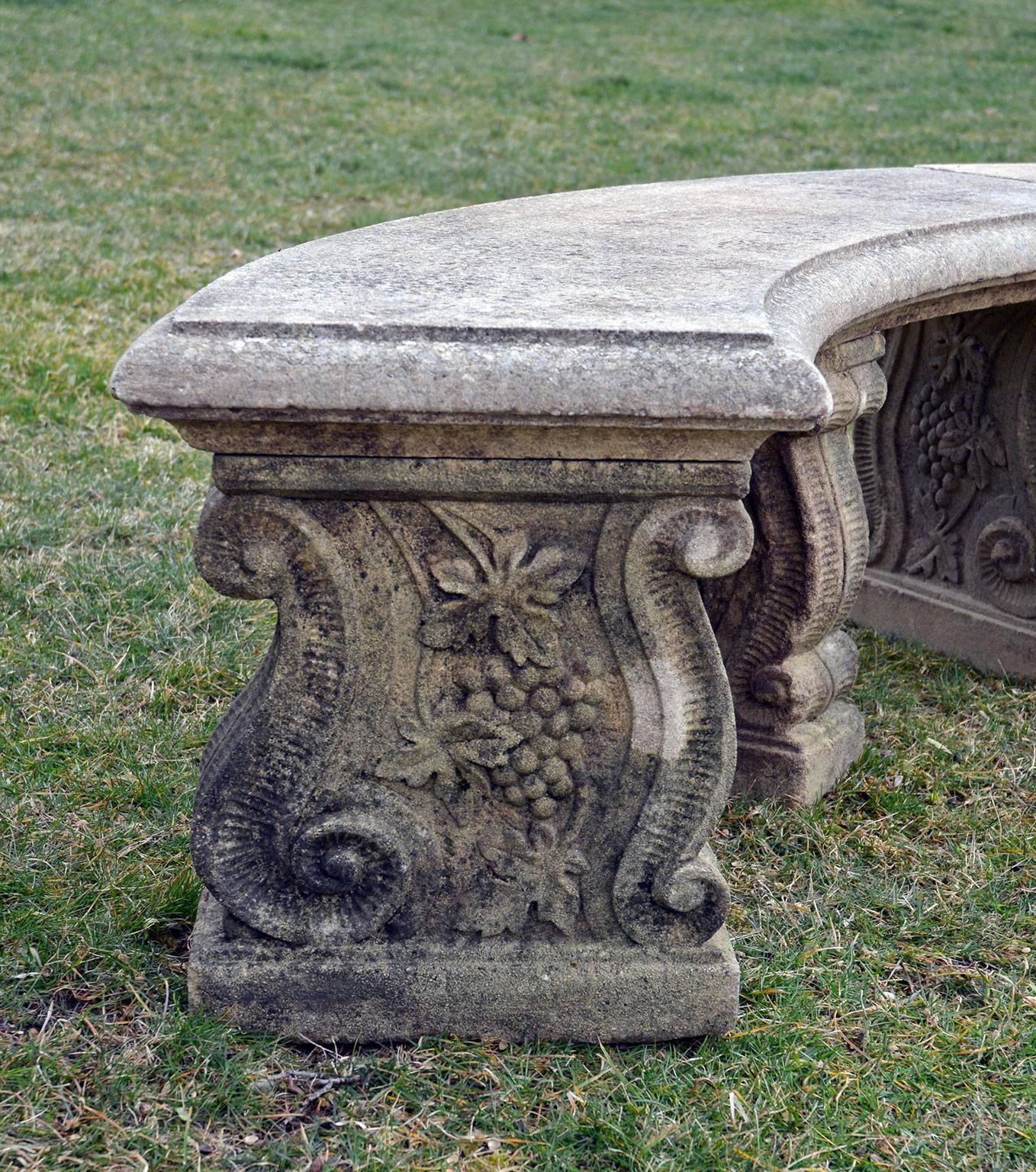 semi circle stone bench