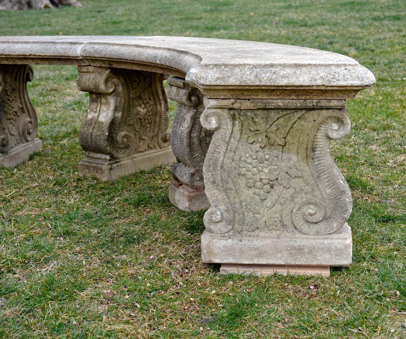 semi circular garden bench