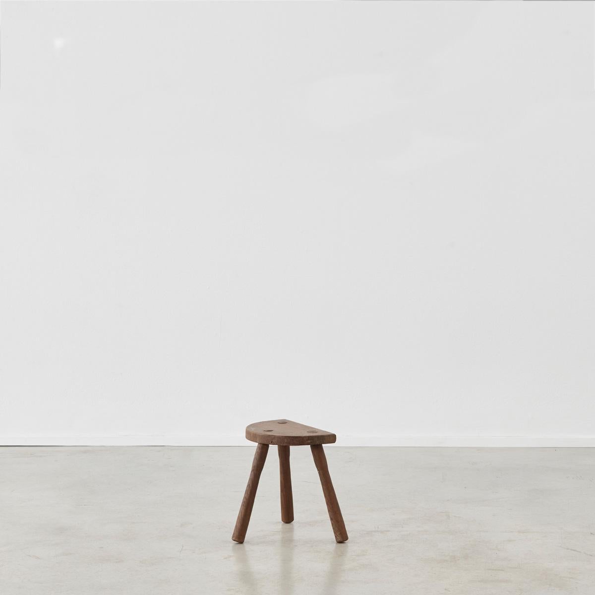 Small French stools are very simple and charming. The top sits on three turned legs that twist and slot into the top. They would make a lovely plant stand or side table.

They are a lovely colour and have aged beautifully. Shows a few light signs