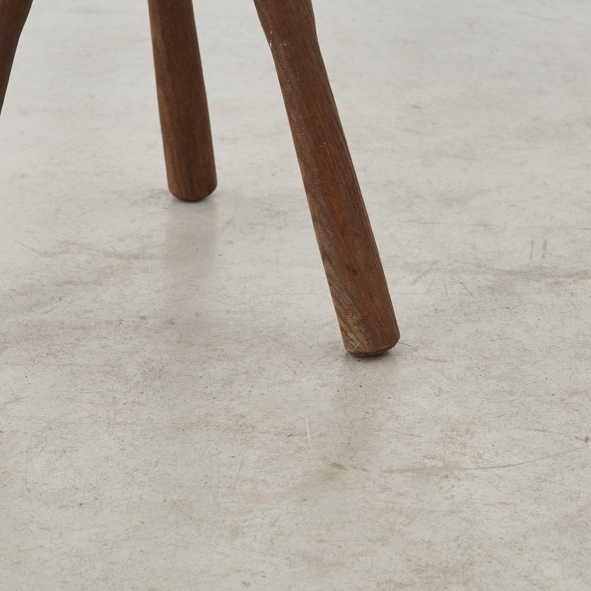 French Semi Circular Wooden Stool, France, Mid 20th Century