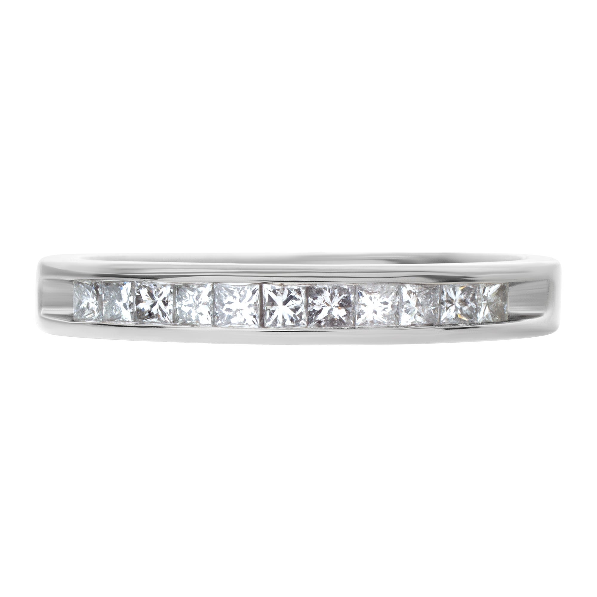 Semi Diamond Eternity Band and Ring in 14k White Gold, 0.55 Carats in Diamonds For Sale