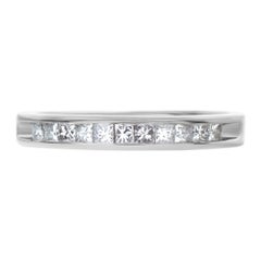 Vintage Semi Diamond Eternity Band and Ring in 14k White Gold, 0.55 Carats in Diamonds