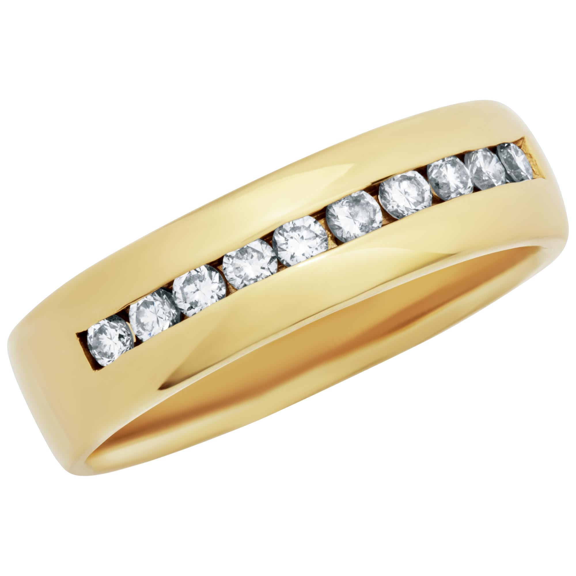 Semi Diamond Eternity Band and Ring in 14k yellow gold. 0.50 carats in channel  In Excellent Condition For Sale In Surfside, FL