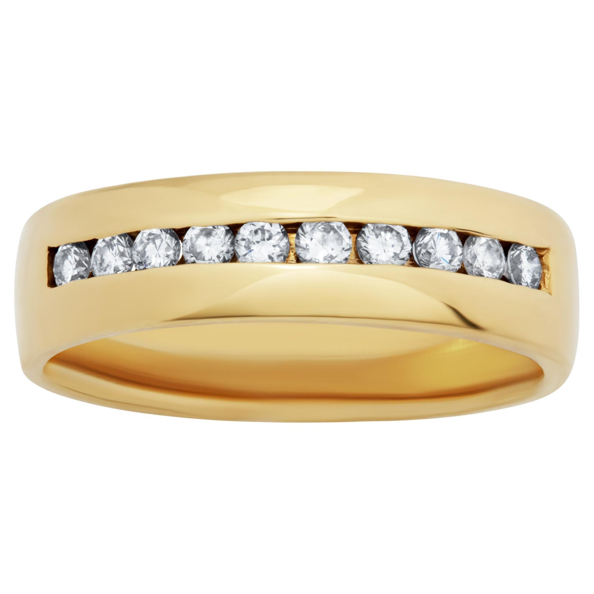 Semi Diamond Eternity Band and Ring in 14k Yellow Gold. 0.50 Carats in Channel For Sale