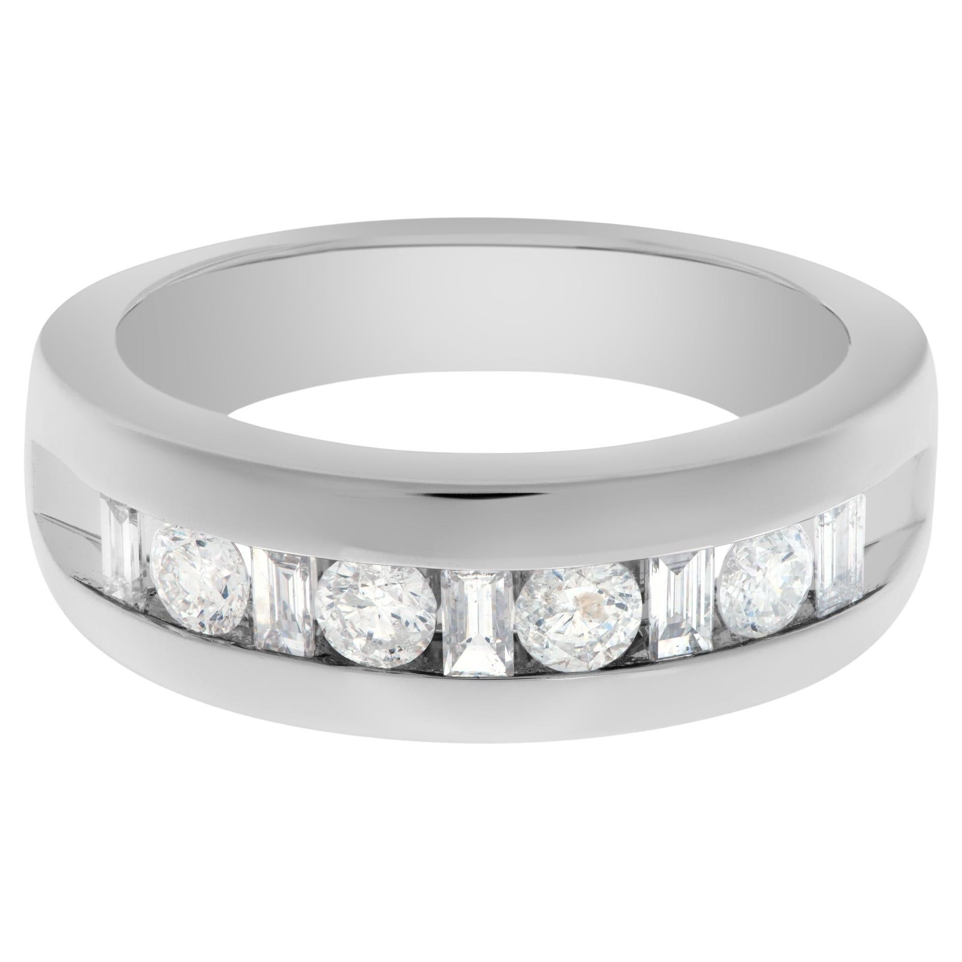 Semi Eternity Diamond Ring in 14k White Gold For Sale
