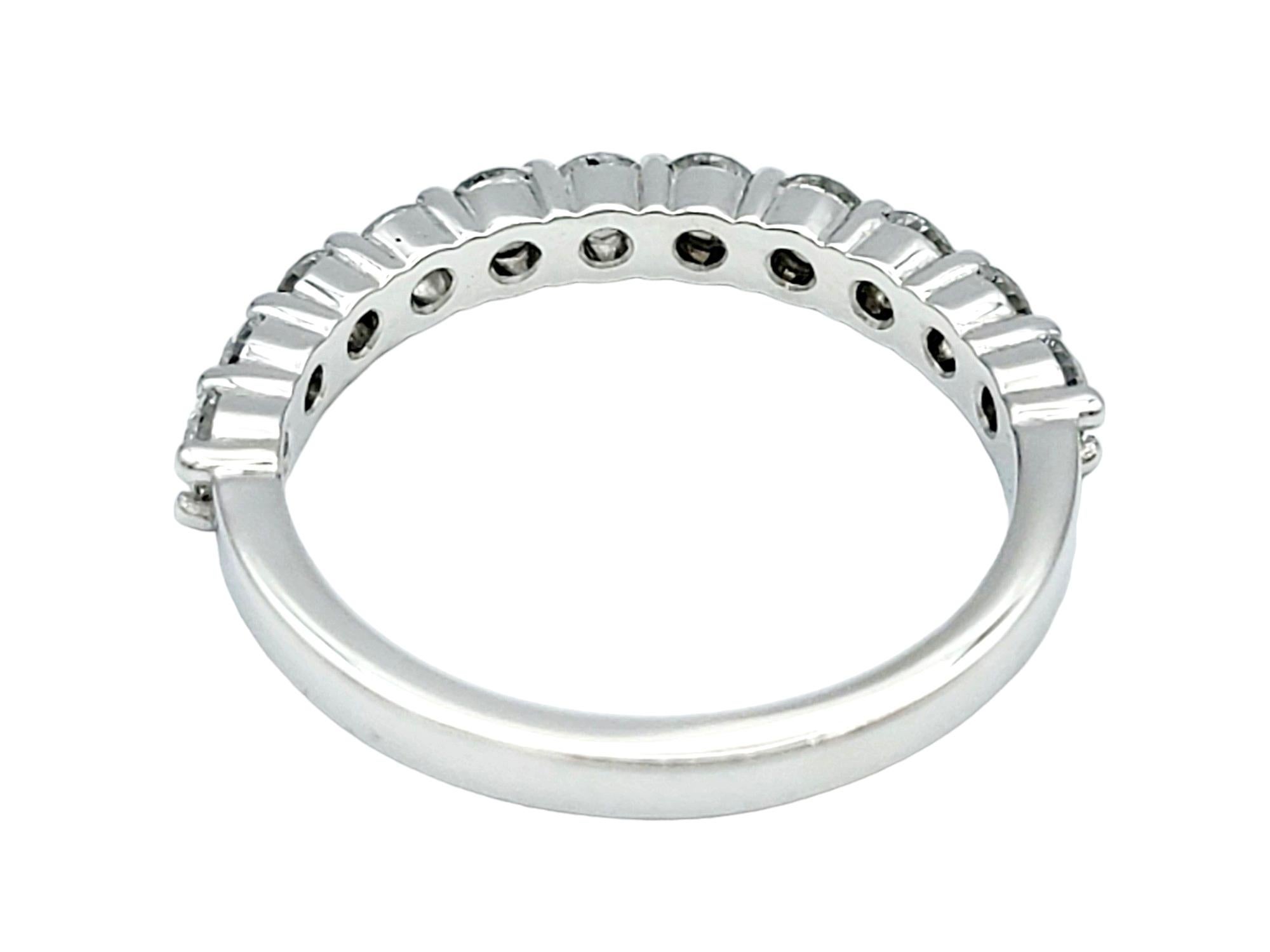 Semi-Eternity Round Diamond Band Ring Set in Polished 18 Karat White Gold In Good Condition For Sale In Scottsdale, AZ