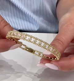Bracelet semi-souple en or jaune 14K avec diamants de 0,75 carat et perles de verre