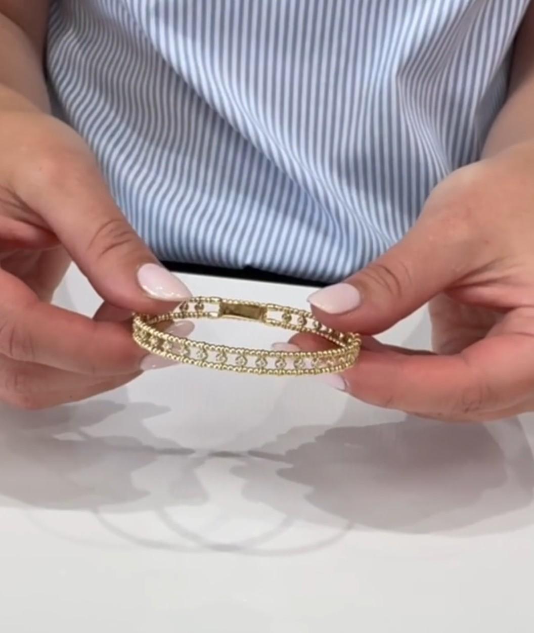 Bracelet semi-souple en or jaune 14K avec perles et diamants en vente 3