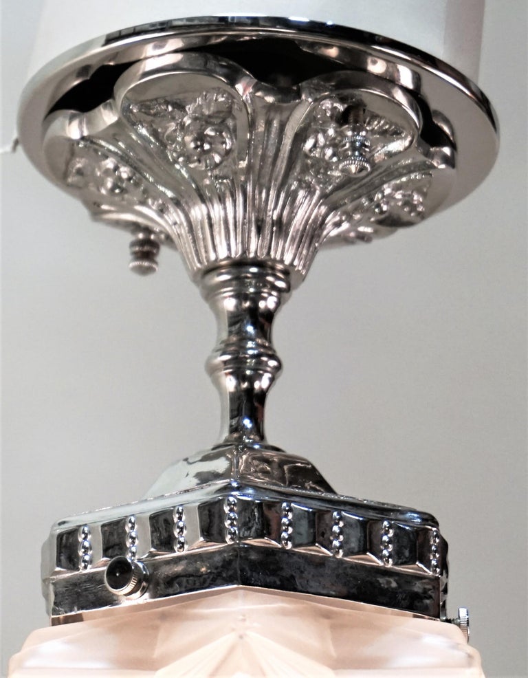 Semi Flush Mount Art Deco Light Fixture at 1stDibs