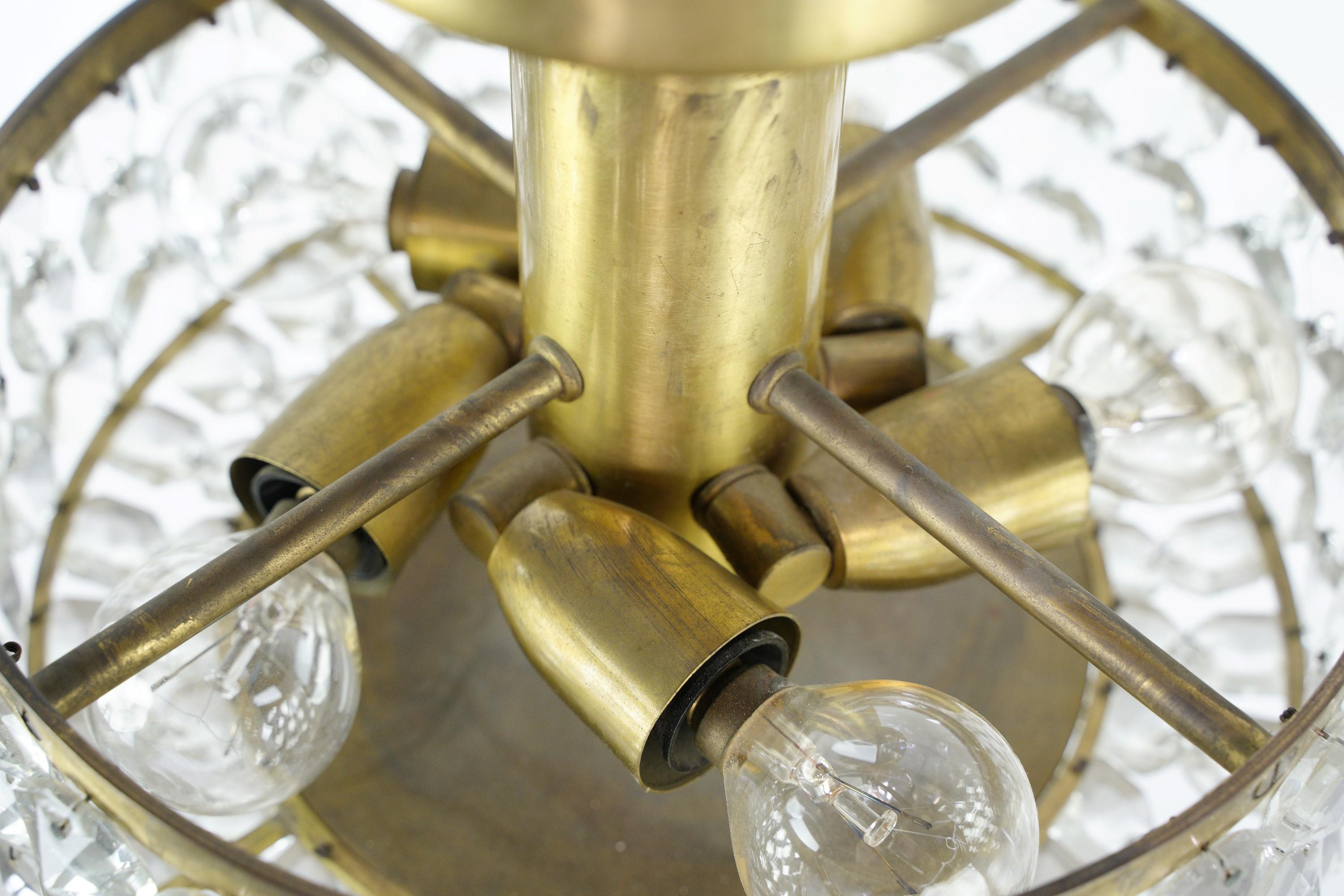 Semi Flush Mount Brass Pendant Lights Acrylic Diamonds 1