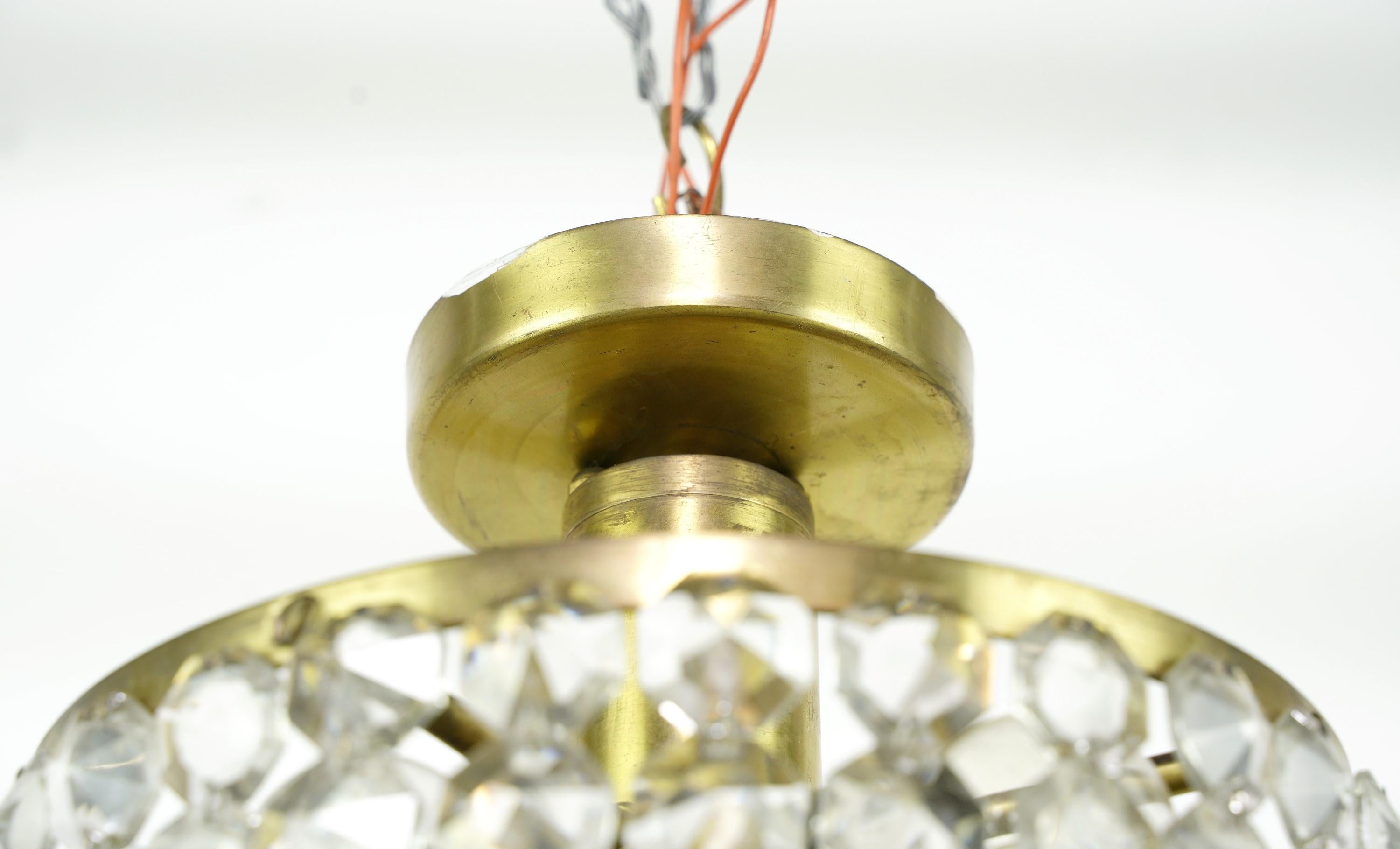 Semi Flush Mount Brass Pendant Lights Acrylic Diamonds 2