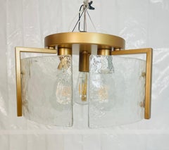 Semi Flush Mount Ceiling Light with Textured Curved Glass Shades