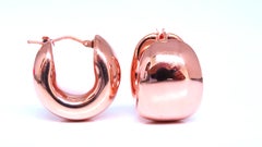 Semi Hoop High Shine Wide Lever Clip Earrings 14kt Gold 12583*