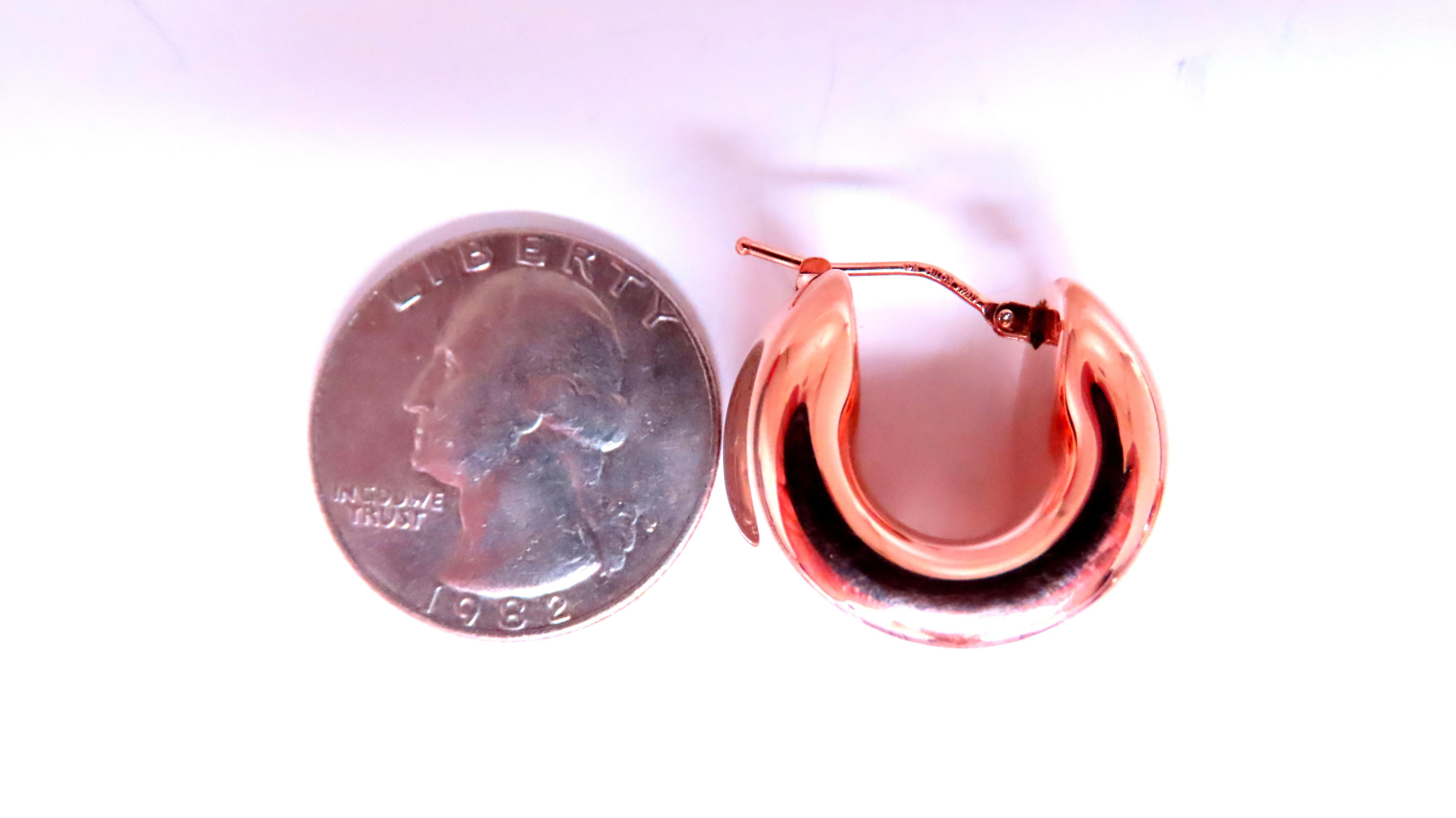 Pendientes semi aro de clip de palanca ancha de alto brillo Oro de 14 kt 12583 Contemporáneo en venta