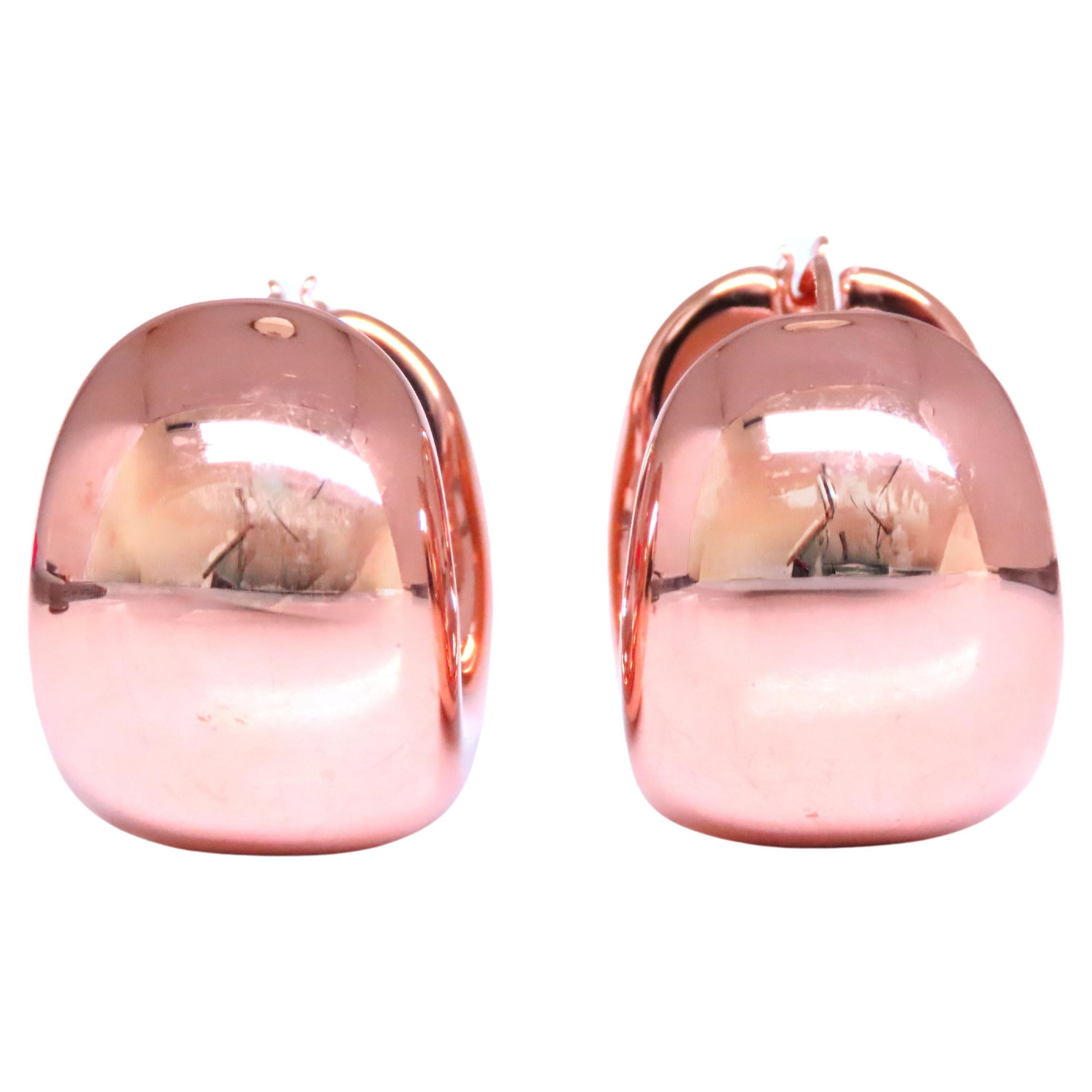 Semi Hoop High Shine Wide Lever Clip Earrings 14kt Gold 12583*